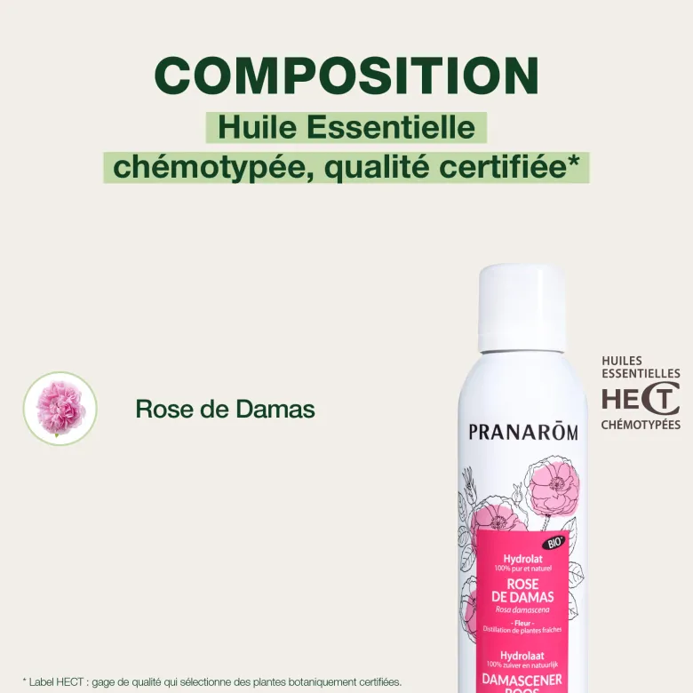 Pranarom - eau florale de rose de damas - bio