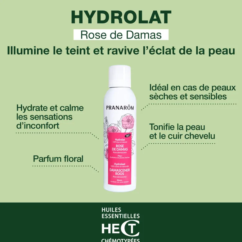 Pranarom - eau florale de rose de damas - bio