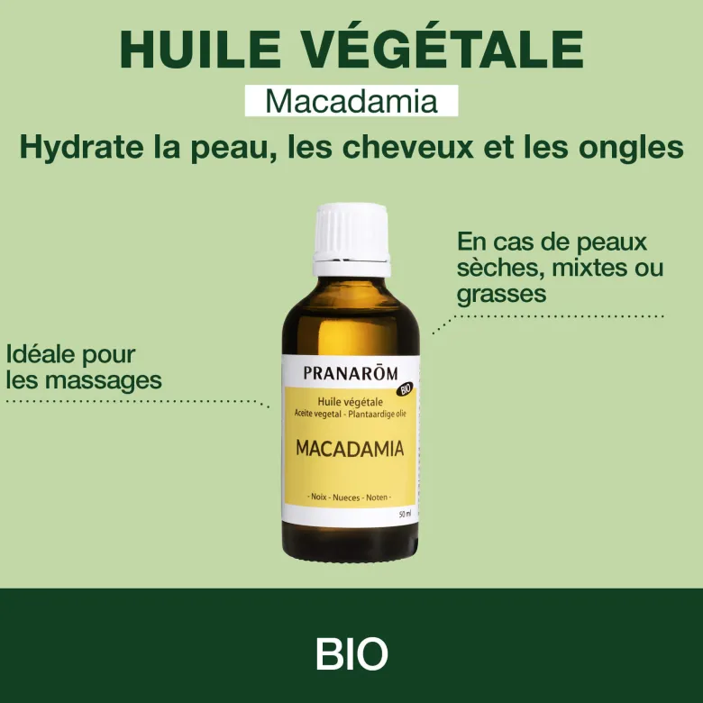 Pranarom - huile végétale de macadamia - bio