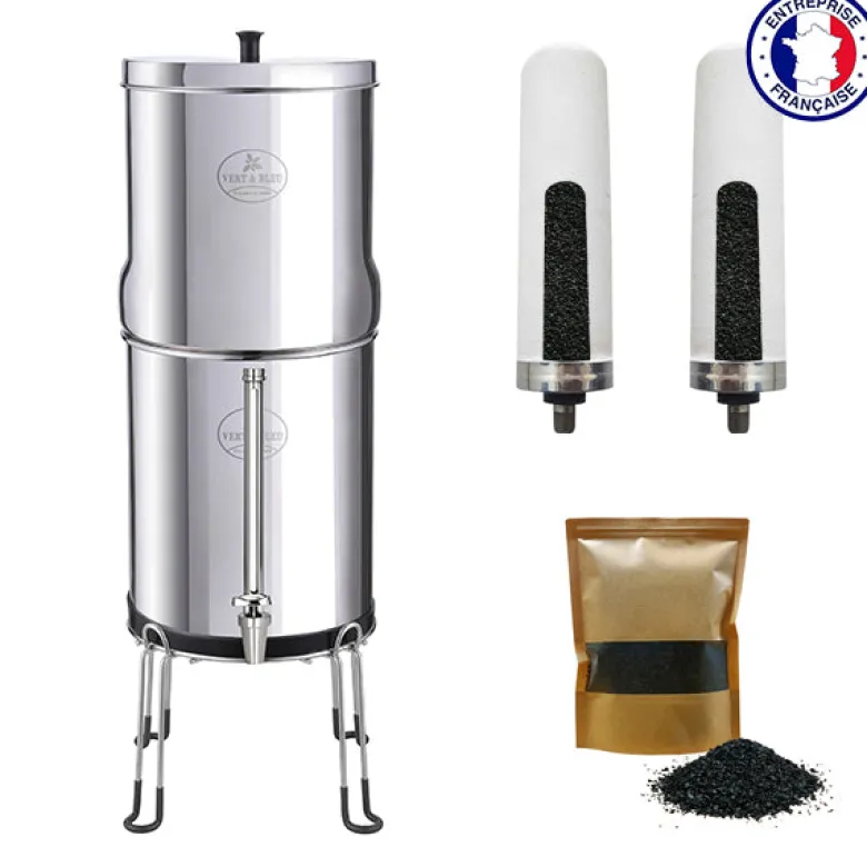 Purificateur d'eau par gravité céramique et charbon actif 22 l