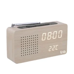 Radio réveil led avec finition bois