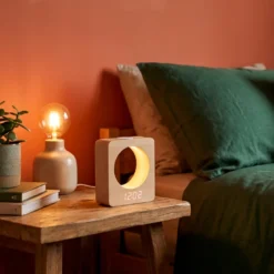 Réveil en bois avec affichage LED veilleuse tactile et affichage température
