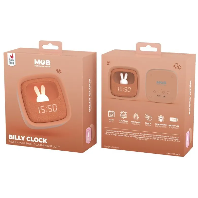 Réveil et veilleuse billy clock chocolat pour enfant - mob