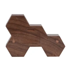 Réveil six hexagonale marron effet bois