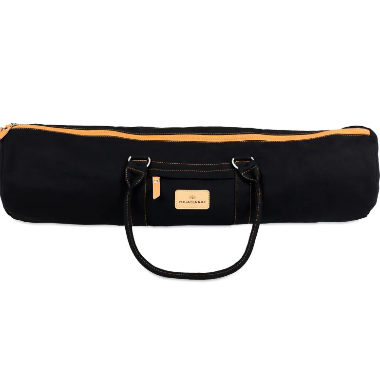 Sac de transport noir tapis yoga coton