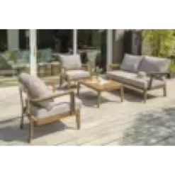 Salon de jardin 4 places en aluminium - marron