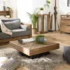 Sandy - table basse carrée 99.5x99.5cm bois pin recyclé marron