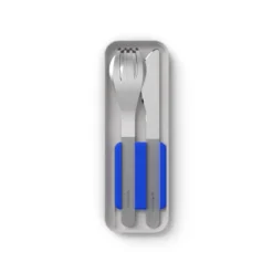 Set de couverts inox avec boîtier bleu