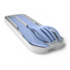 Set de couverts plastique végétal bleu