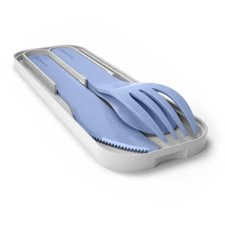 Set de couverts plastique végétal bleu