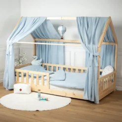 Set double ciel de lit cabane bleu