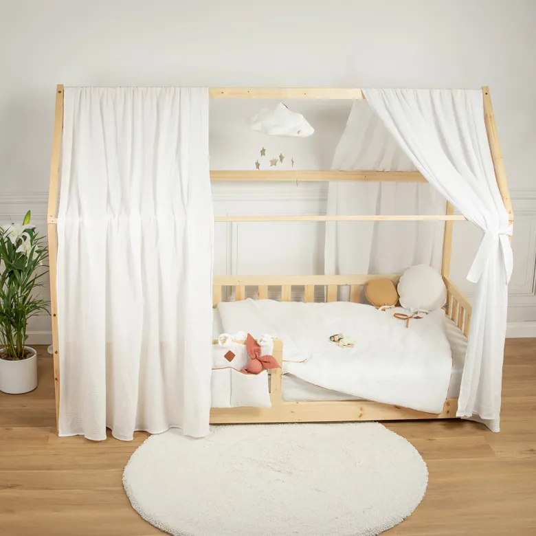 Set double ciel de lit cabane blanc