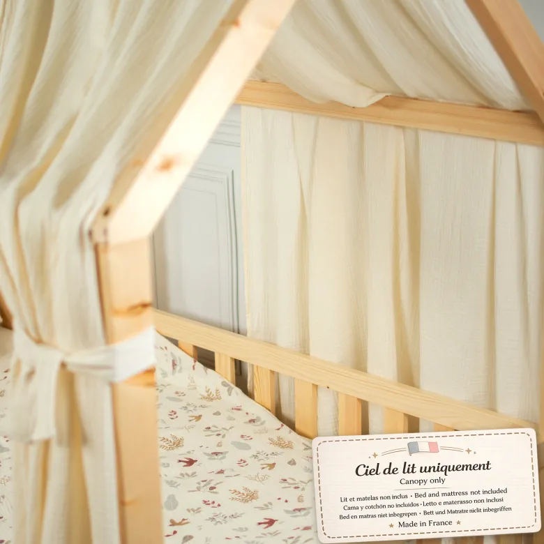 Set double ciel de lit cabane écru