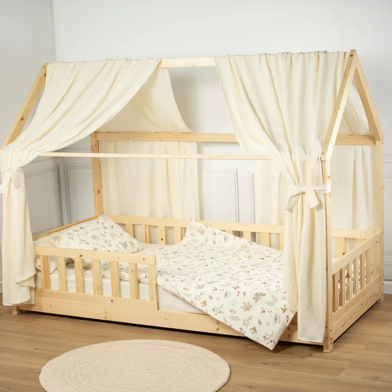 Set double ciel de lit cabane écru