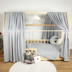 Set double ciel de lit cabane gris