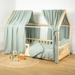 Set double ciel de lit cabane vert
