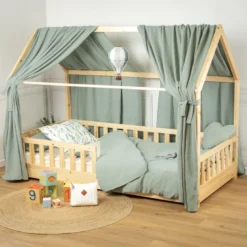 Set double ciel de lit cabane vert
