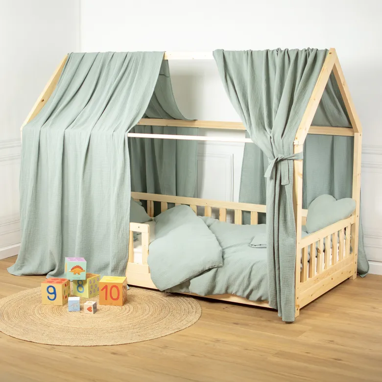 Set double ciel de lit cabane vert