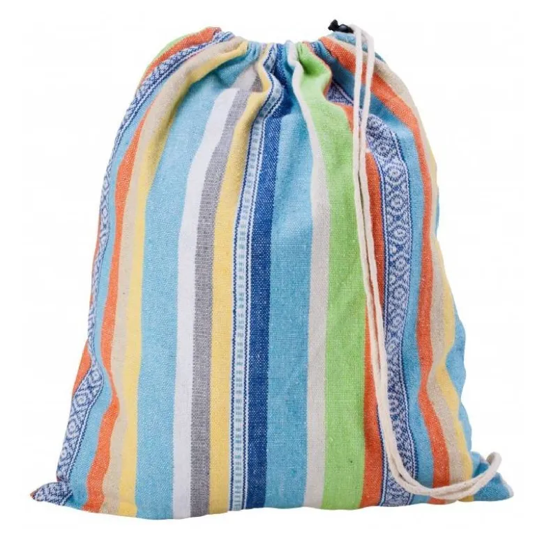 Set support bois avec hamac double franges pastel