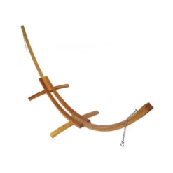 Set support double en bois avec hamac simple bleu et vert