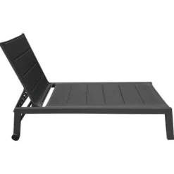 Set transat et table d'appoint barbados textilène noir - aluminium anthracite