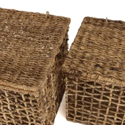 Sixtine - set de 2 paniers de rangement en tissage naturel ajouré