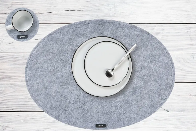 Sous-verre rond - feutre recyclé gris
