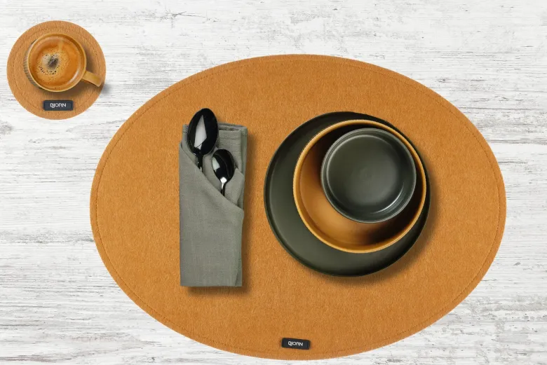 Sous-verre rond - feutre recyclé marron