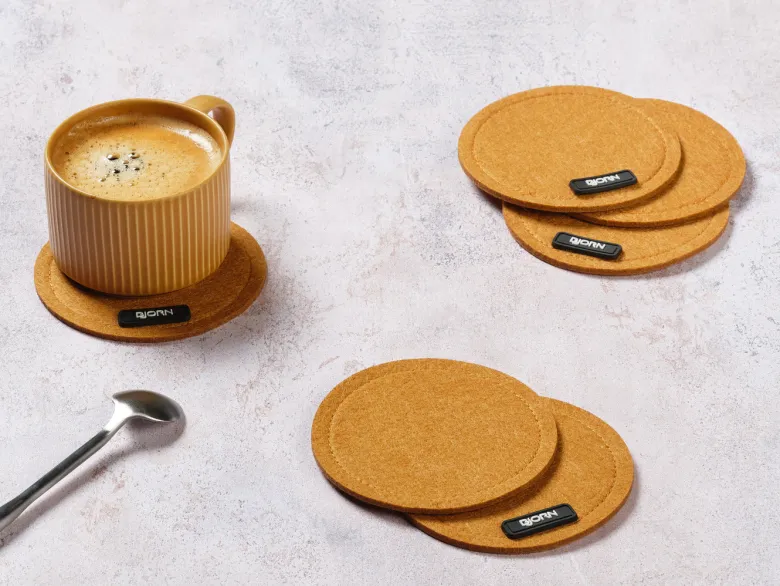 Sous-verre rond - feutre recyclé marron