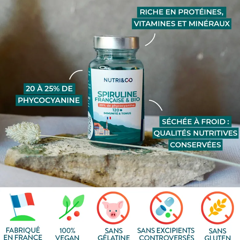Spiruline française bio - tonus 20 jours
