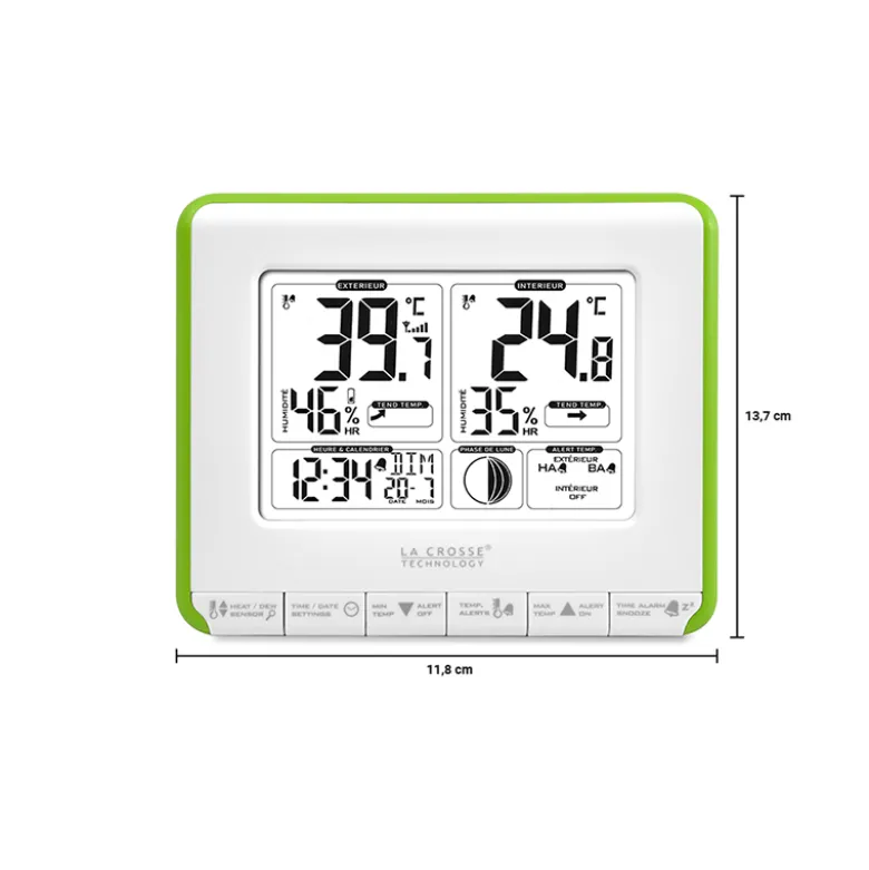 Station de temp, lune, alertes vert