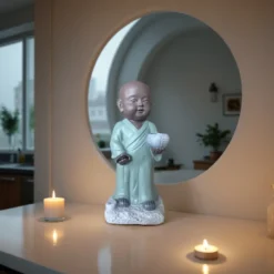 Statue bouddha porte encens aumone