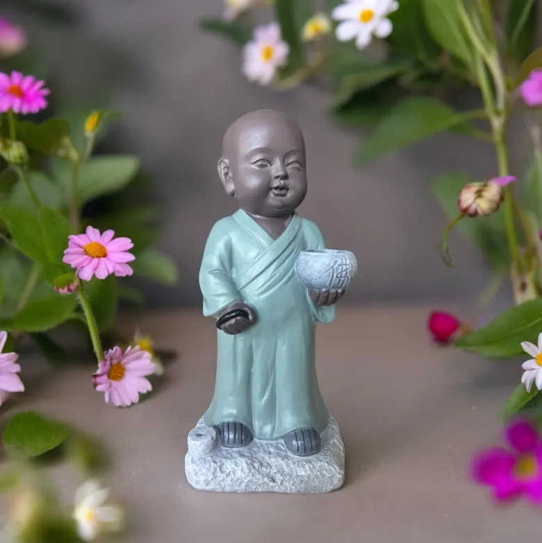 Statue bouddha porte encens aumone