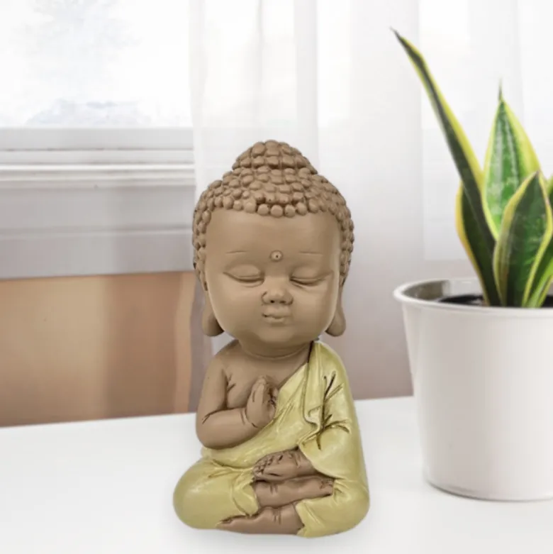 Statuette bouddha toge jaune