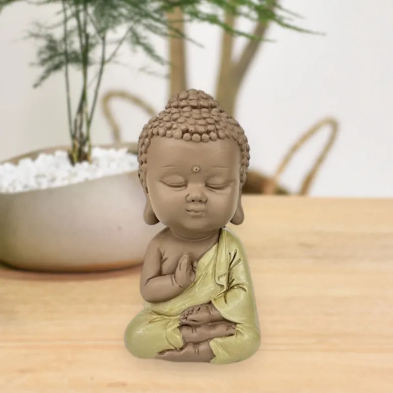 Statuette bouddha toge jaune