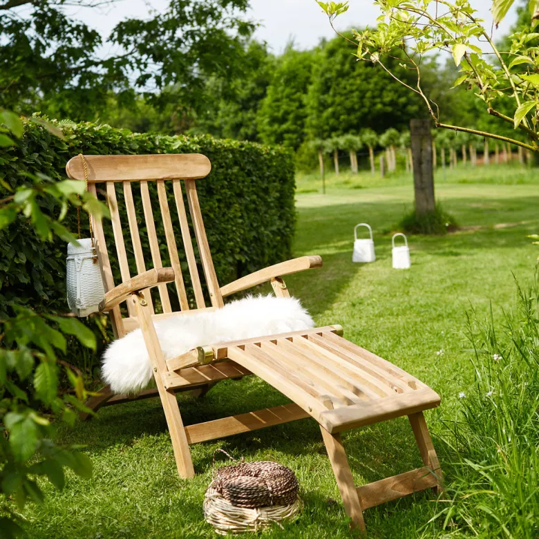 Steamer /chaise longue en teck brut qual