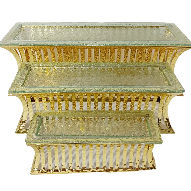 Supports à dessert dorés - lot de 3