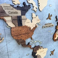 Tableau carte du monde 3d multicolor s