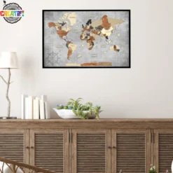 Tableau carte du monde 3d multicolor s