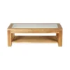 Table basse rectangulaire vitrée teck