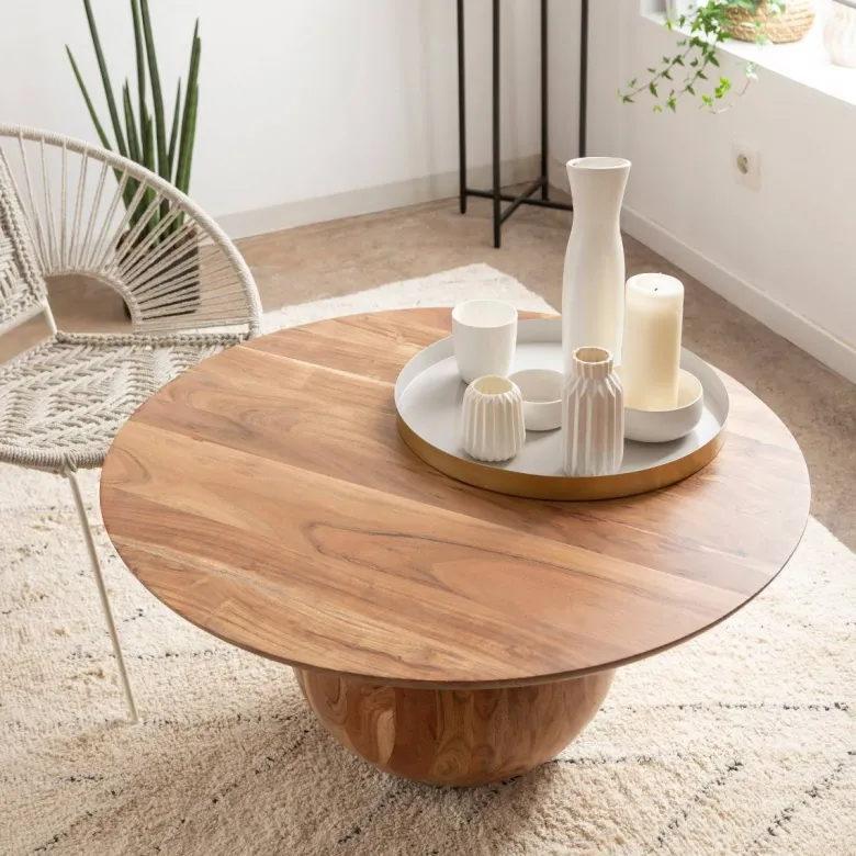 Table basse ronde en bois d'acacia