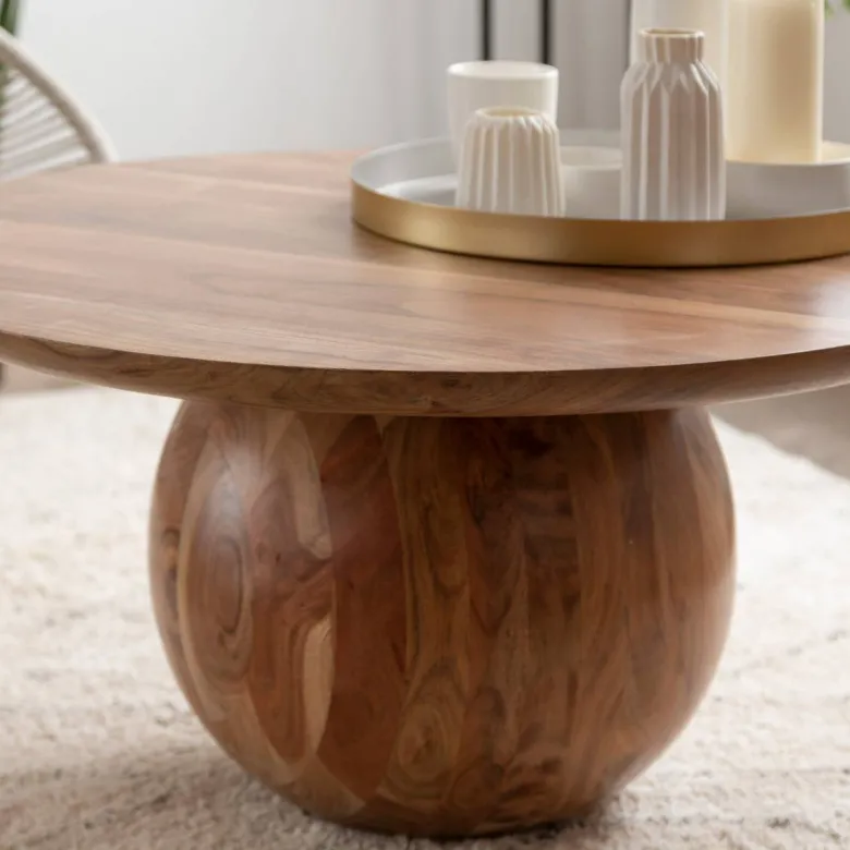 Table basse ronde en bois d'acacia