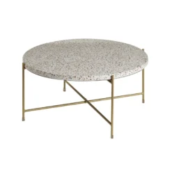 Table basse ronde en terrazzo et métal doré d81 cm mezzo