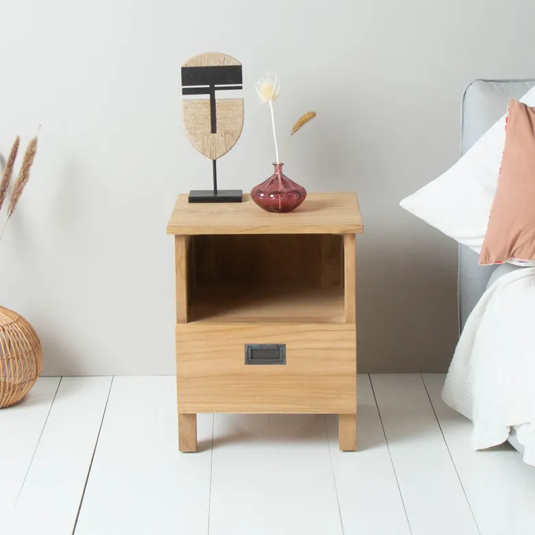 Table de chevet bois de teck