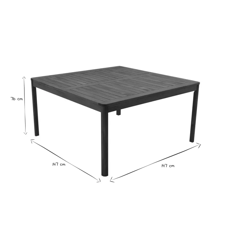 Table de jardin carrée en bois massif l147 cm akis