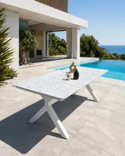 Table de jardin 8 places - blanc