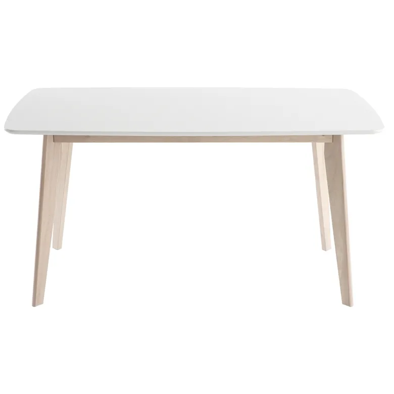Table à manger blanc et bois clair rectangulaire l150 cm leena