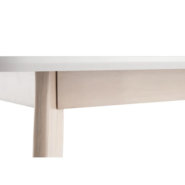 Table à manger blanc et bois clair rectangulaire l150 cm leena