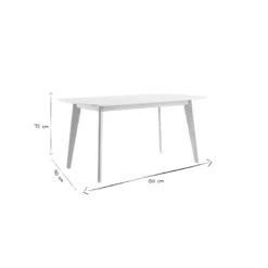 Table à manger blanc et bois clair rectangulaire l150 cm leena