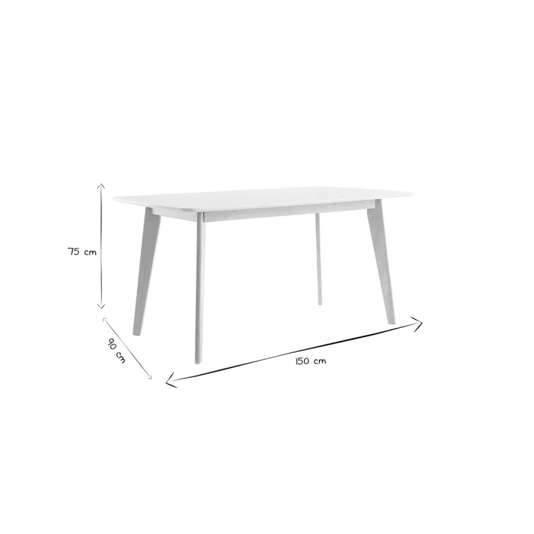 Table à manger blanc et bois clair rectangulaire l150 cm leena